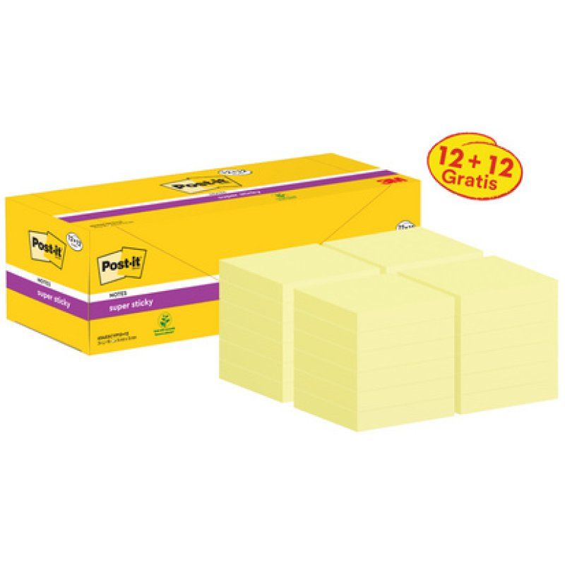 Post-it Bloc-note Super Sticky Notes, 76 x 76 mm, 12 12