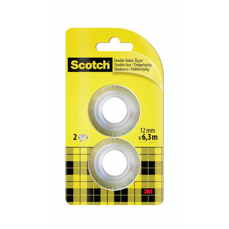 3M Scotch Ruban adhésif double face 665, 12 mm x 6,3 m