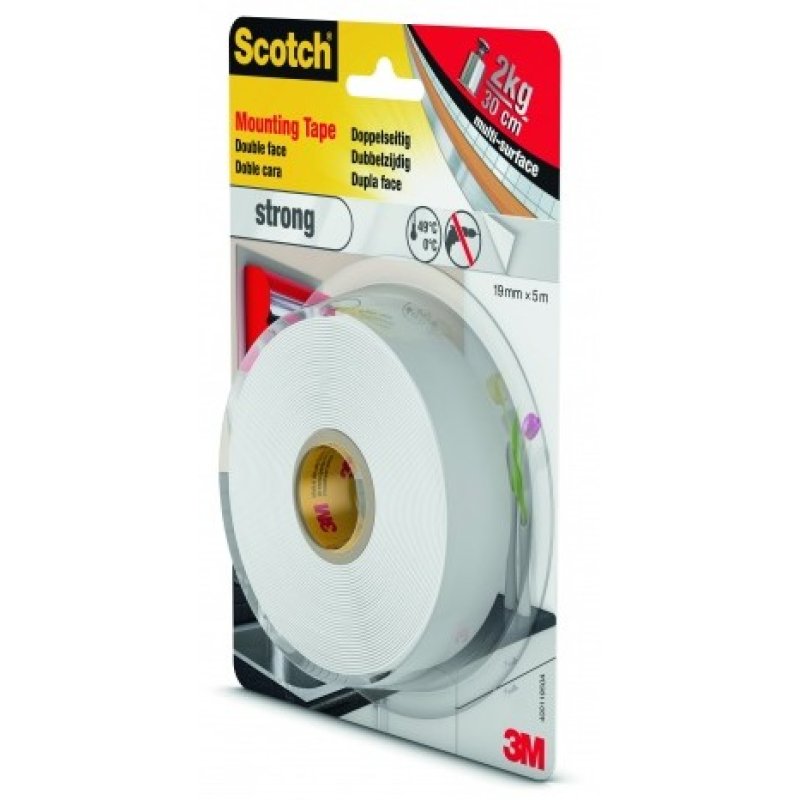 3M Scotch Ruban adhésif de montage double face, 19 mm x 5m
