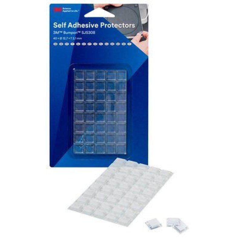 3M Bumpon Pastilles anti-bruit/anti-glisse,transparent,carré