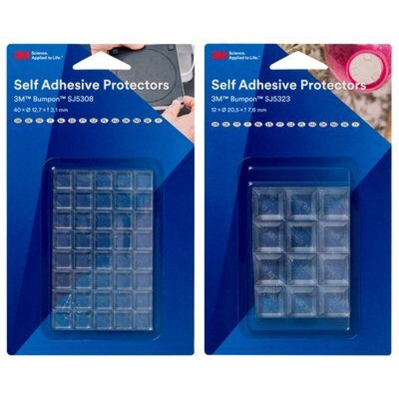 3M Bumpon Pastilles anti-bruit/anti-glisse,transparent,carré