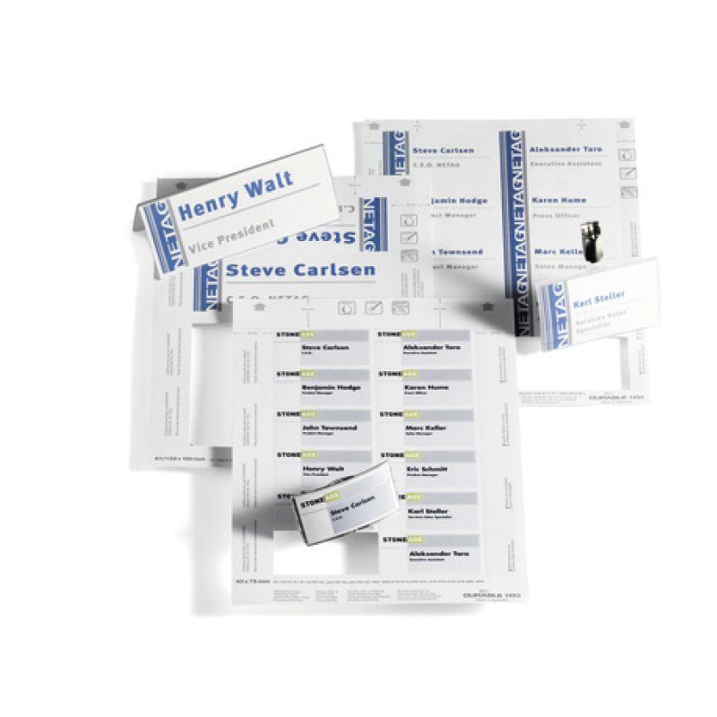 DURABLE Planche d'impression pour badges, 90 x 60 mm, blanc