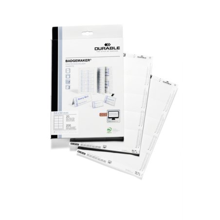 DURABLE Planche d'impression pour badges, 90 x 54 mm, blanc