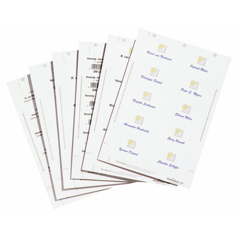 DURABLE Planche d'impression pour badges, 90 x 54 mm, blanc
