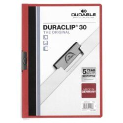 Durable Duraclip 30 protège documents PVC Rouge, Transparent