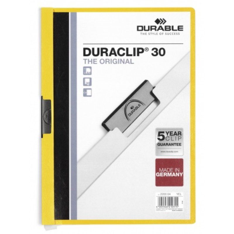 Durable Duraclip 30 protège documents PVC Transparent, Jaune