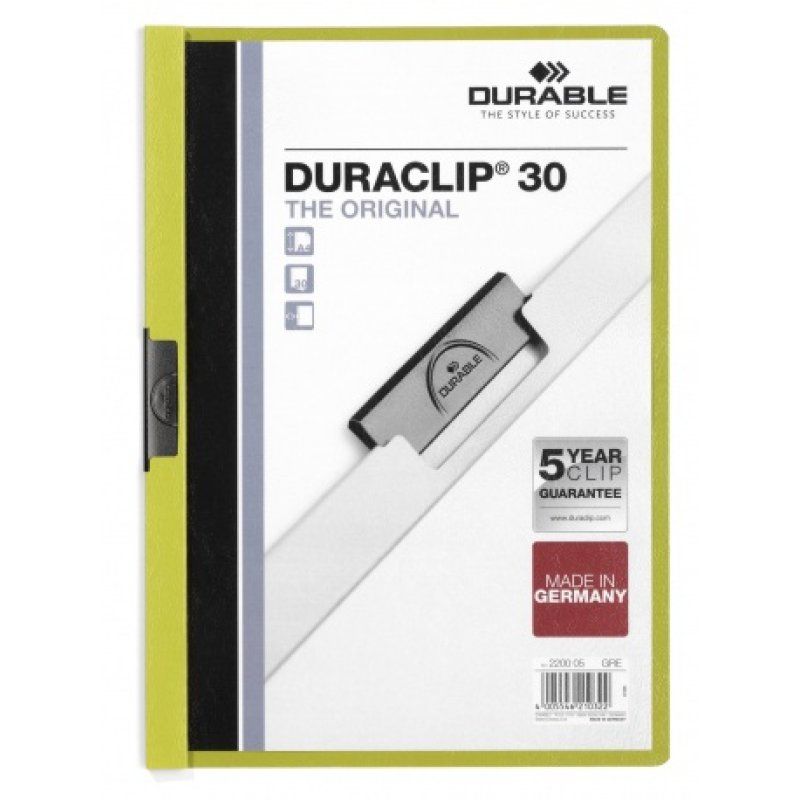 Durable Duraclip 30 protège documents PVC Vert, Transparent