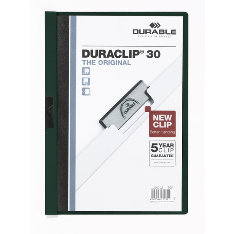 Durable DURACLIP 30 A4 report cover PVC Black, Green, Transparent