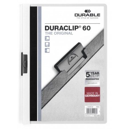 Durable Duraclip 60 protège documents PVC Transparent, Blanc