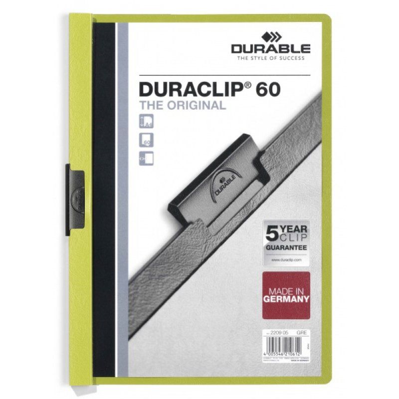 DURABLE DURACLIP ORIGINAL 60 Chemises à pince, A4, vert