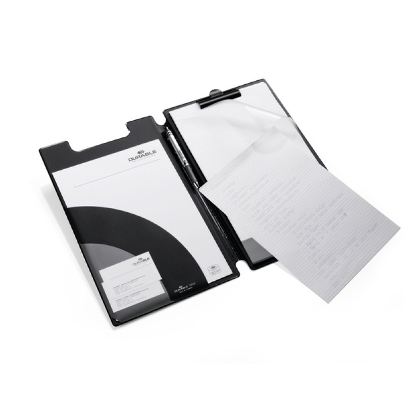 DURABLE Porte-bloc avec pince, format A4 , sous film, noir
