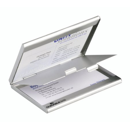 Durable BUSINESS CARD BOX duo business card holder Aluminium Silver