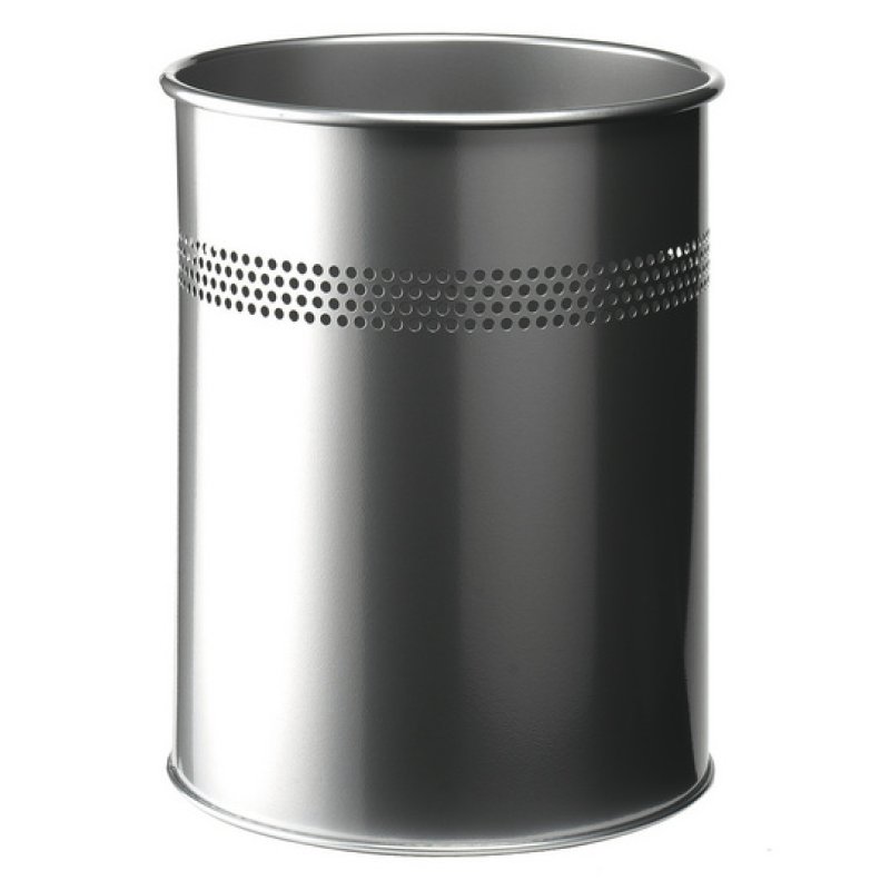 Durable Waste basket 15 L Round Metal Metallic