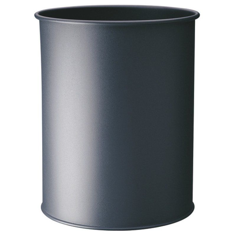 Durable Waste basket metal round 15 Argent