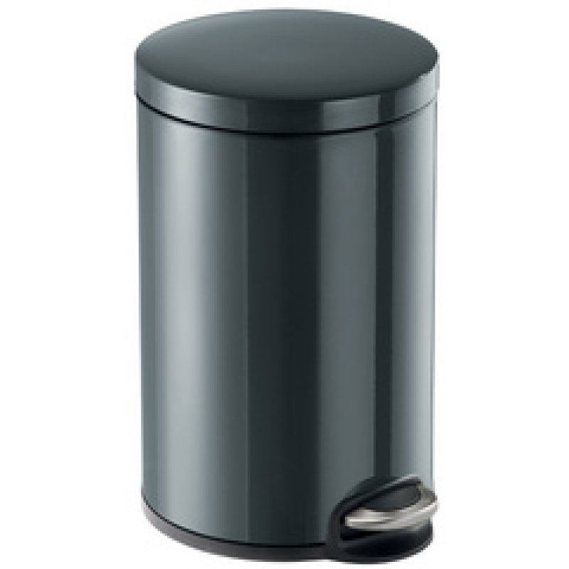 DURABLE Poubelle à pédale métal, rond, 12 litres, noir
