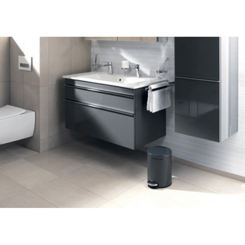 DURABLE Poubelle à pédale métal, rond, 20 litres, noir