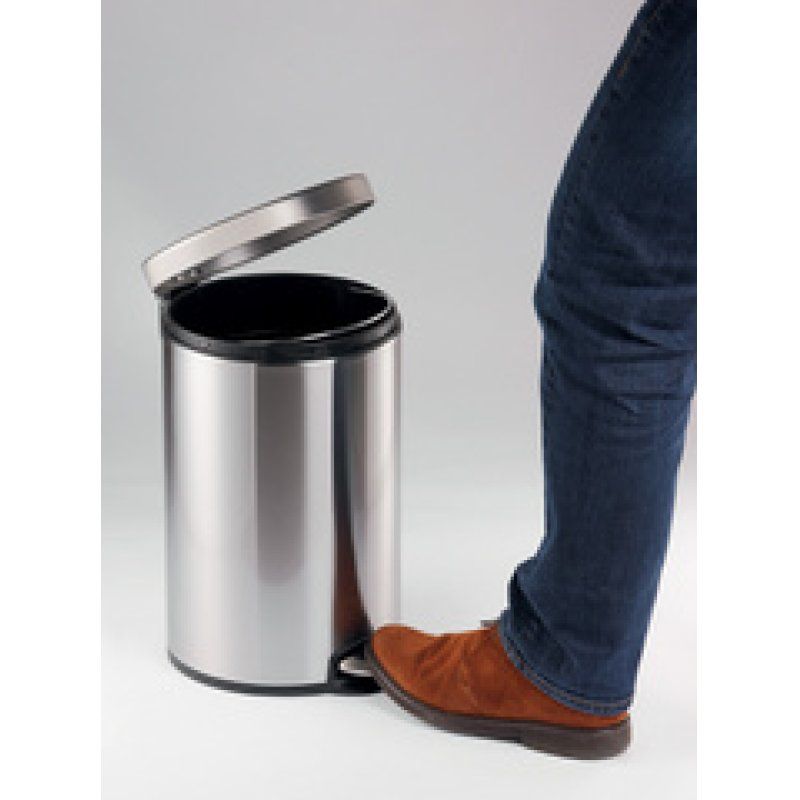 DURABLE Poubelle à pédale métal, rond, 20 litres, noir