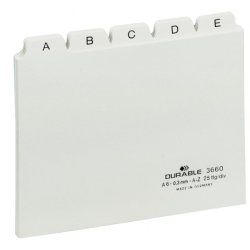 Durable 366002 intercalaire de classement Onglet avec index alphabétique PVC Blanc