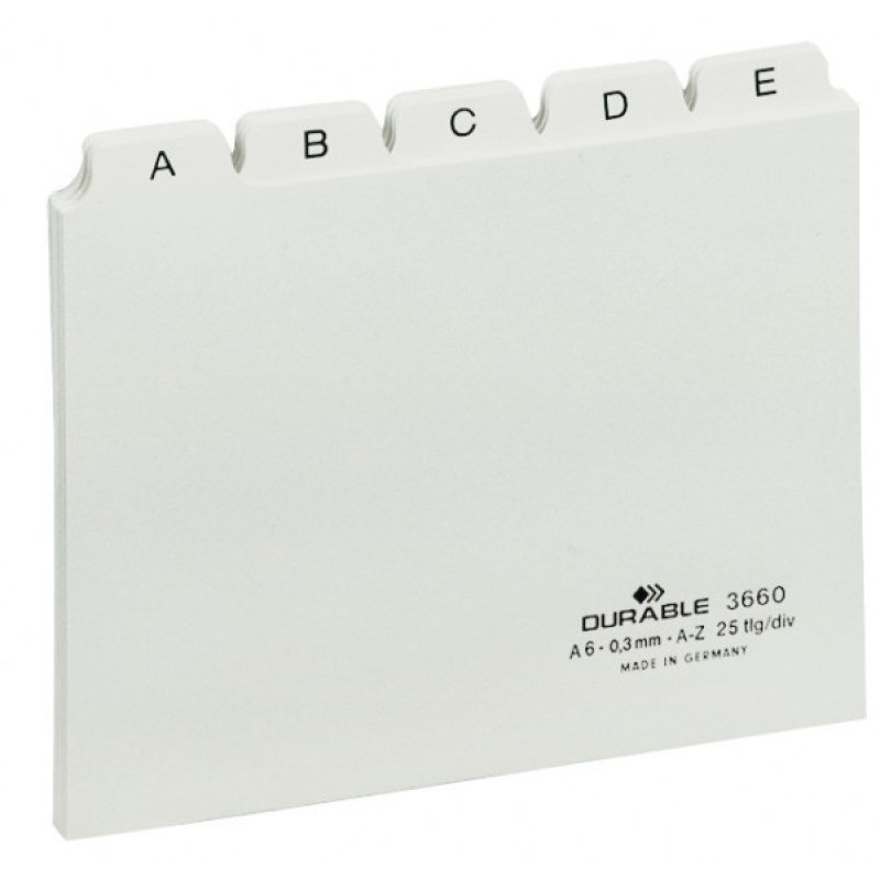 Durable 366002 tab index Alphabetic tab index PVC White