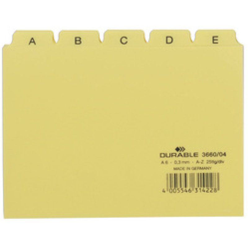 DURABLE Karteiregister A - Z, PP, A6 quer, gelb, 25-teilig