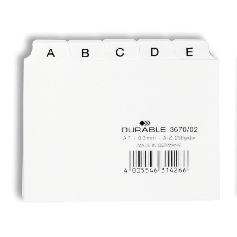 Durable 3670/02 index card White 25 pc(s)