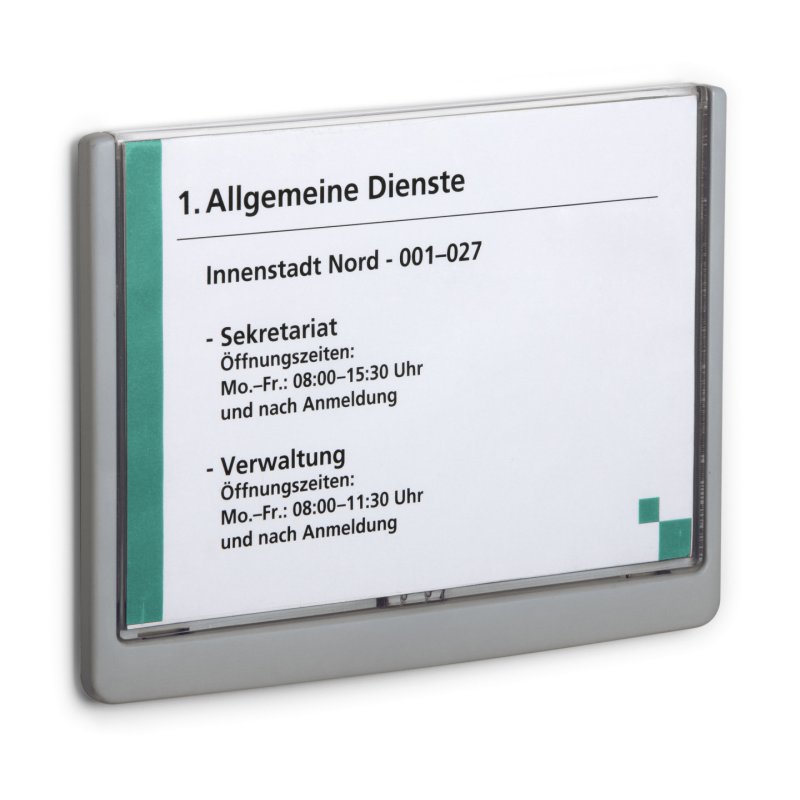 DURABLE Plaque de porte CLICK SIGN, format A5, graphite