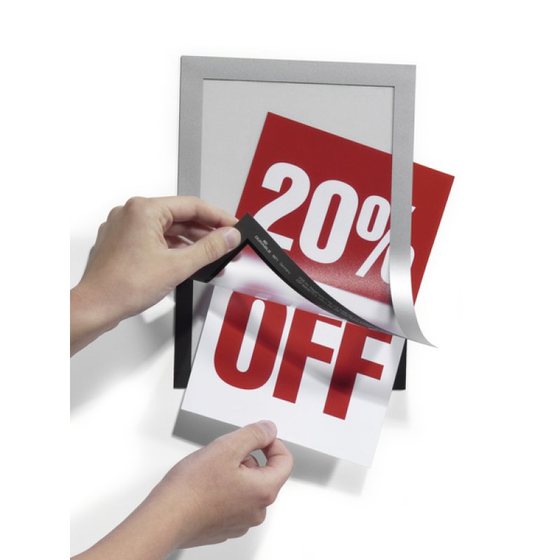 DURABLE Cadre d'affichage magnétique DURAFRAME, A5, argent