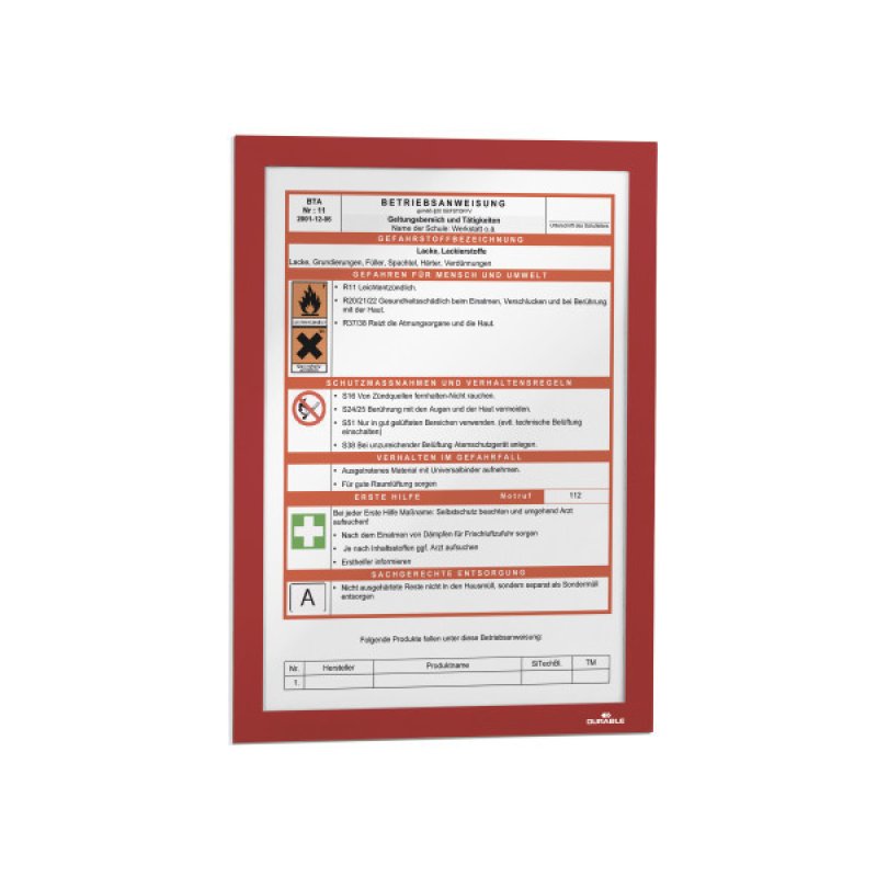 Durable 489903 magnetic frame A4 Red