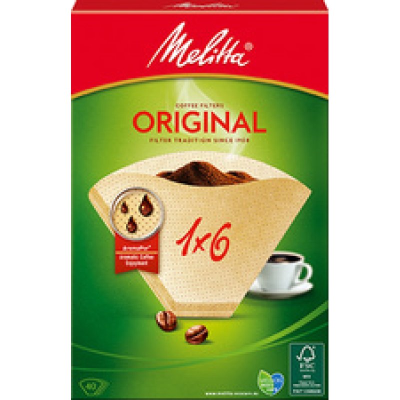 Melitta Filtre à café arôme "1x6", marron nature