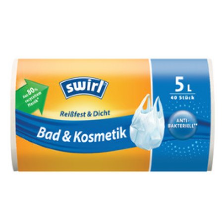 swirl Sac poubelle à poignée, 10 litres, transparent