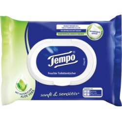 Tempo Lingettes humides de toilette doux & pure, Aloe Vera