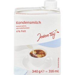 Jeden Tag Kondensmilch, teilentrahmt, 4% Fett, 340 g 316ml