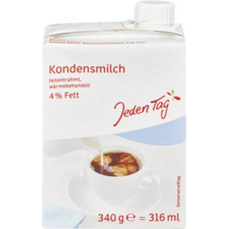 Jeden Tag Kondensmilch, teilentrahmt, 4% Fett, 340 g 316ml
