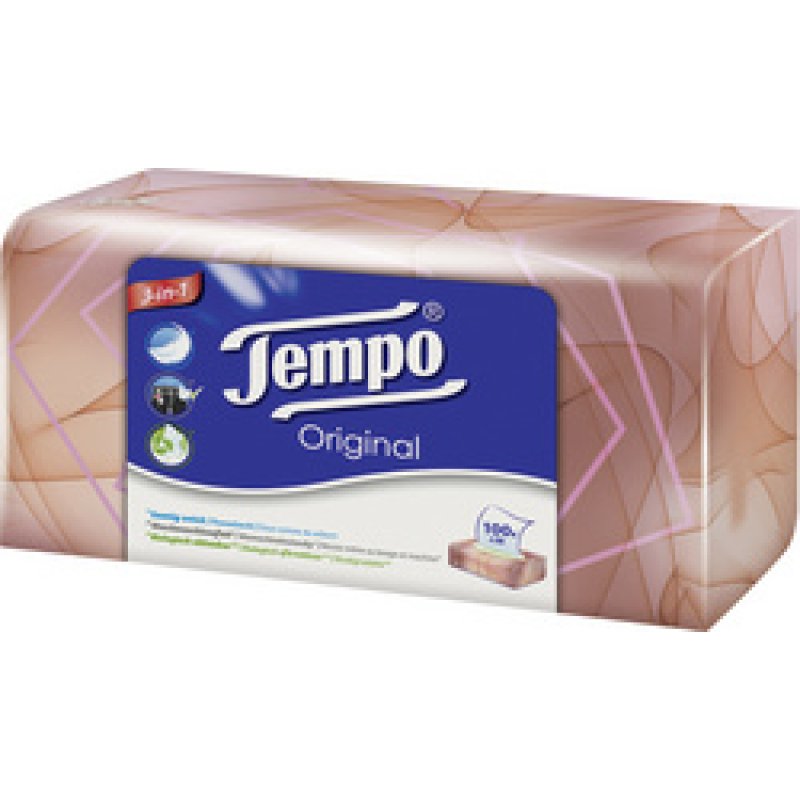 Tempo Mouchoirs Original, 4 couches, blanc, boîte de 100