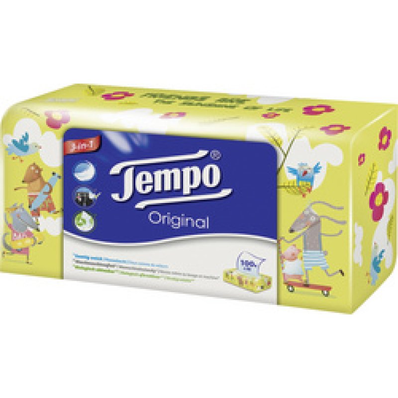 Tempo Mouchoirs Original, 4 couches, blanc, boîte de 100