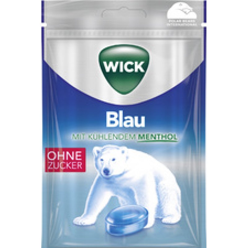 WICK Blau Hustenbonbon Menthol, zuckerfrei, 72 g Packung