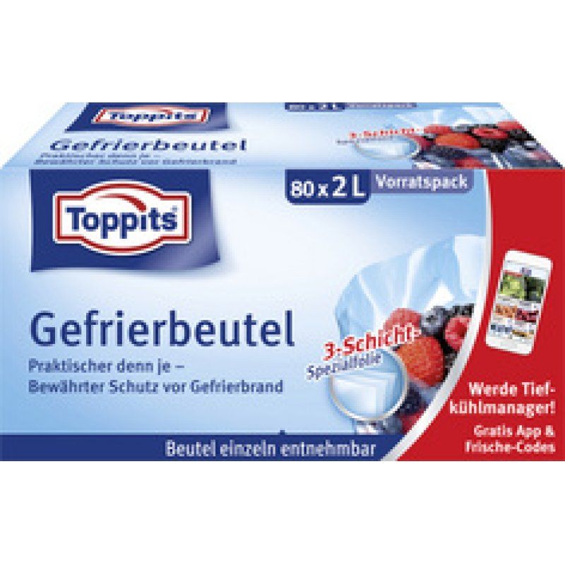 TOPPITS Sachet de congélation, 80 x 2 litres, 220 x 240 mm