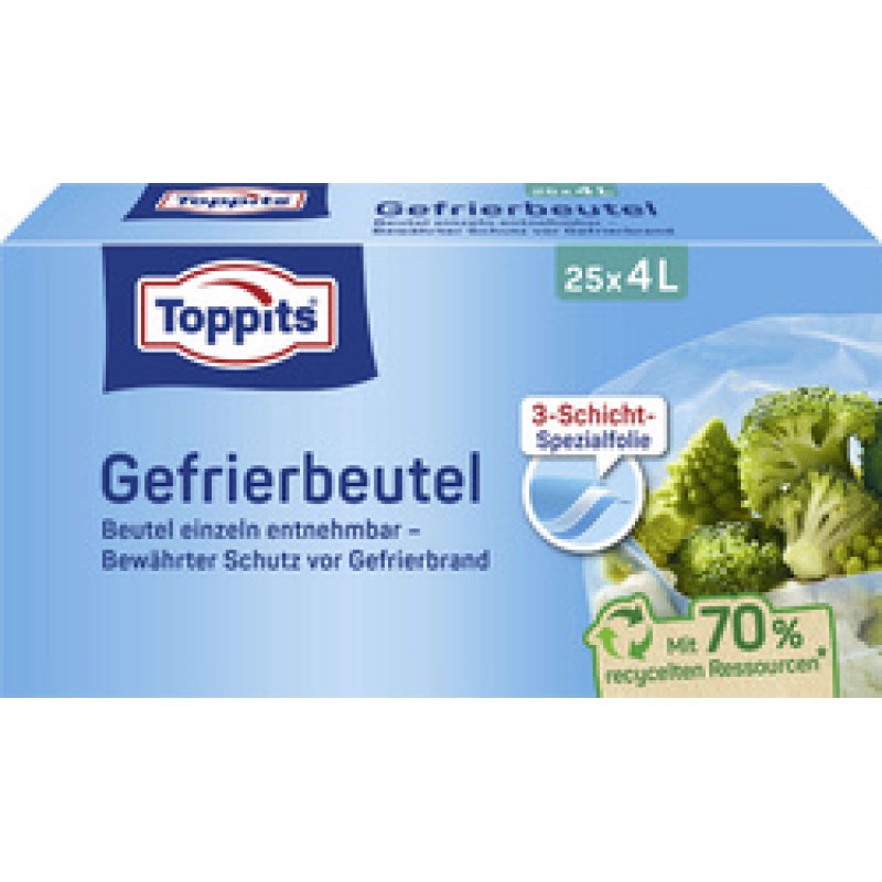 TOPPITS Sachet de congélation, 45 x 6 litres, 290 x 410 mm