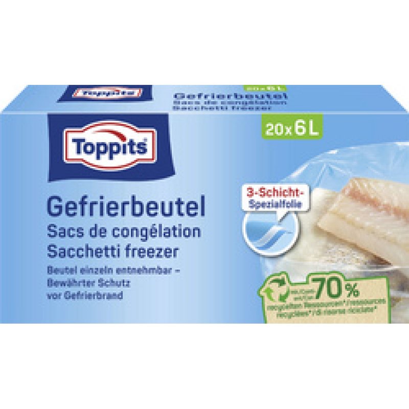 TOPPITS Sachet de congélation, 20 x 6 litres, 290 x 410 mm