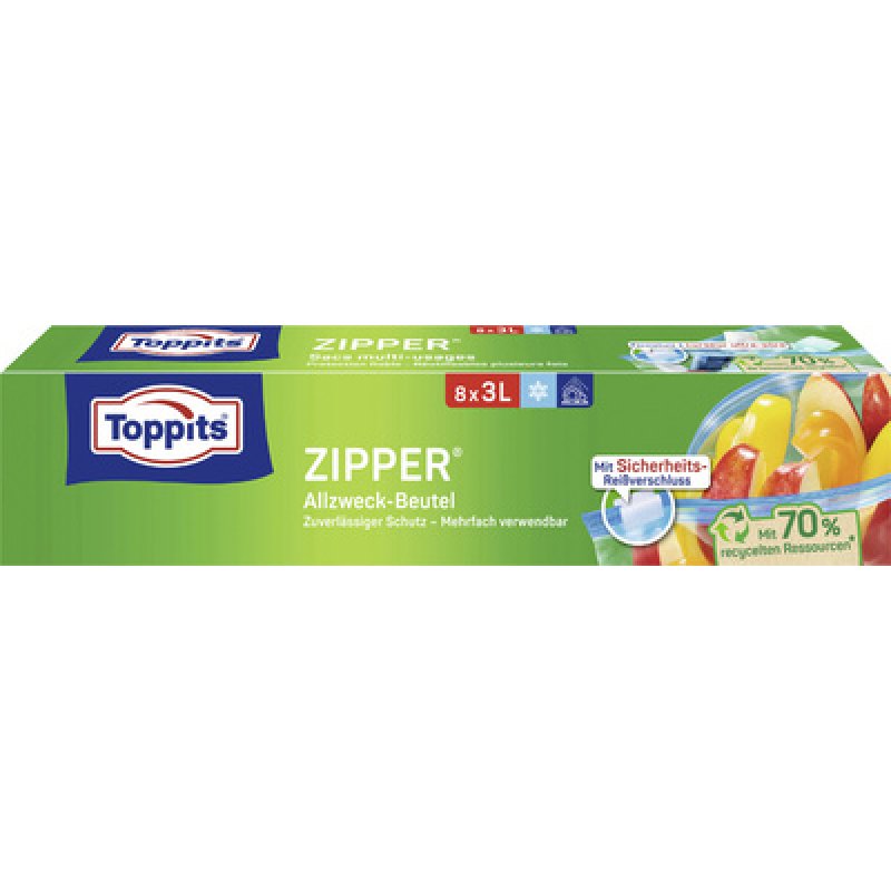 TOPPITS Sachet multi-usage avec zip, 28 x 1 litre