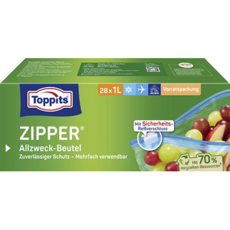 TOPPITS Sachet multi-usage avec zip, 28 x 1 litre