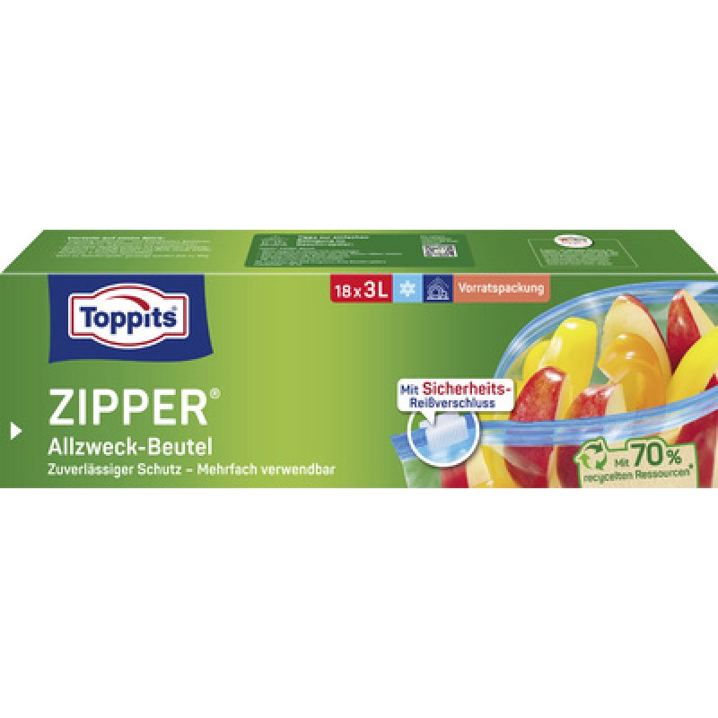 TOPPITS Sachet multi-usage avec zip, 28 x 1 litre