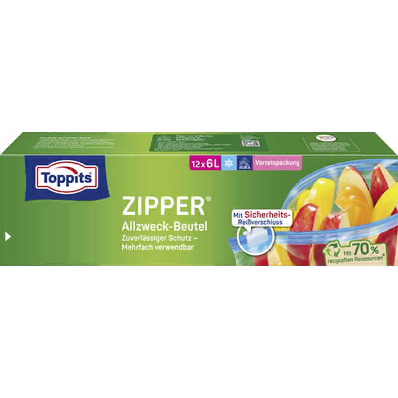 TOPPITS Sachet multi-usage avec zip, 28 x 1 litre
