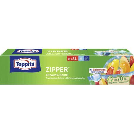 TOPPITS Sachet multi-usage avec zip, 12 x 6 litres