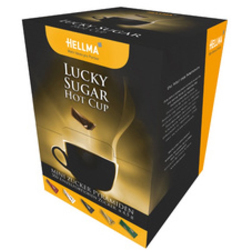 HELLMA Sachets de sucre Lucky Sugar "Hot Cup", présentoir en