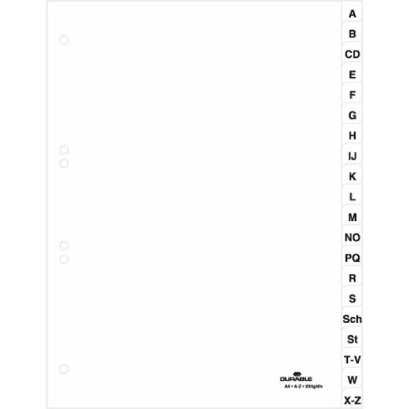 Durable 6150-02 Alphabetic tab index White