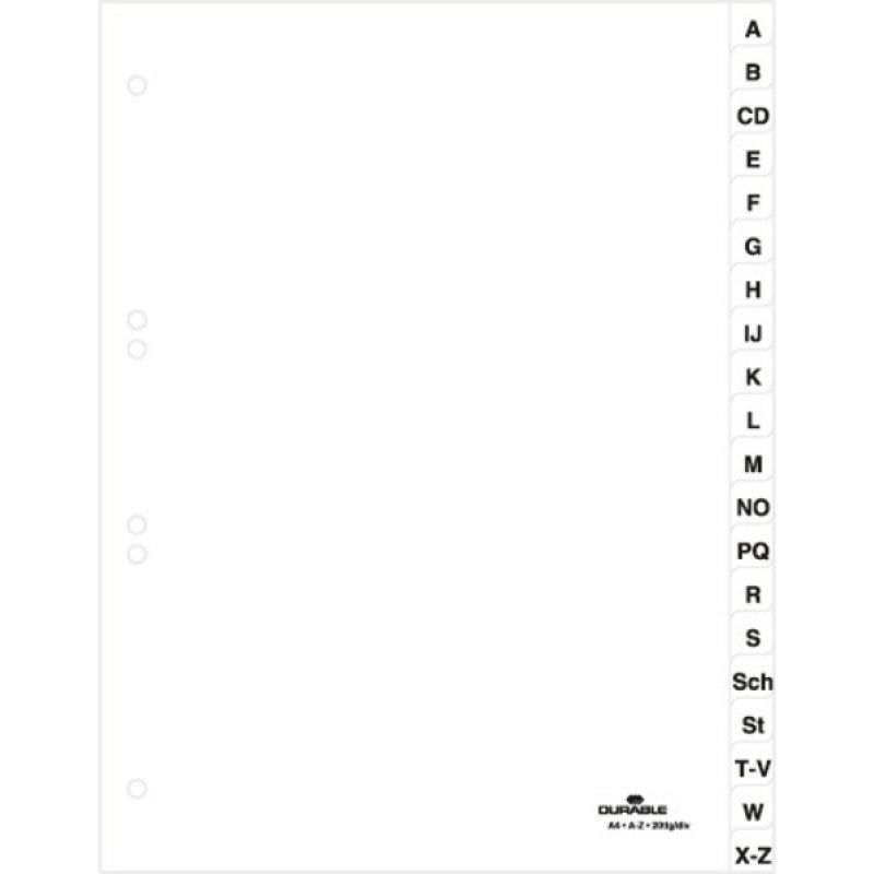 Durable 6150-02 Onglet avec index alphabétique Blanc