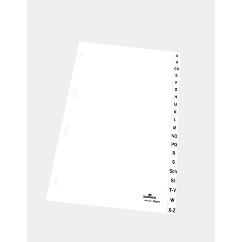 DURABLE Kunststoff-Register, A-Z, A4, 20-teilig, weiß
