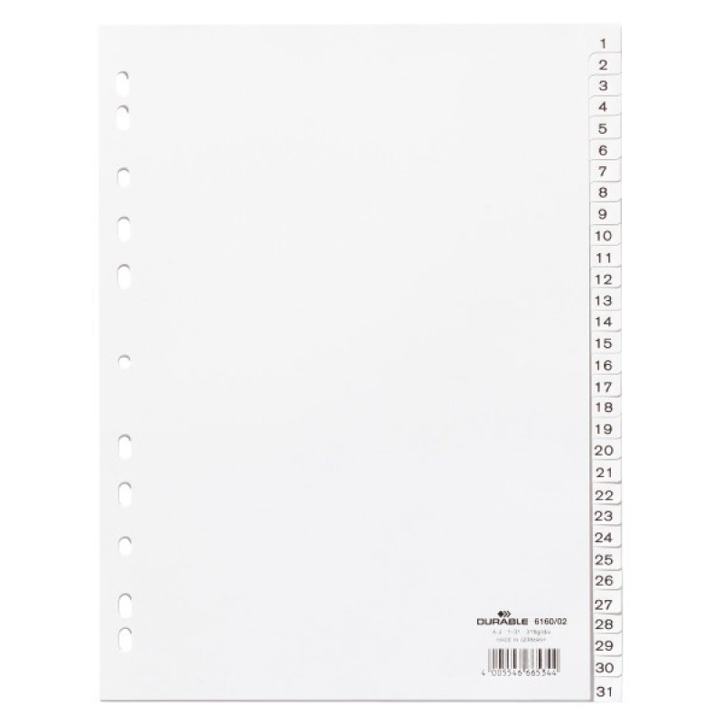 Durable 616002 tab index Numeric tab index White