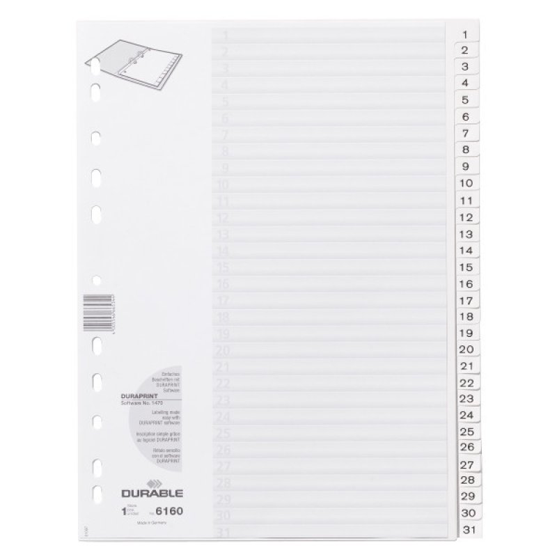 Durable 616002 tab index Numeric tab index White